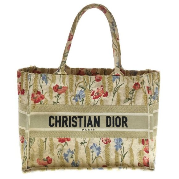 Dior Handbags - Dior Book Tote Hibiscus Beige Gold Canvas